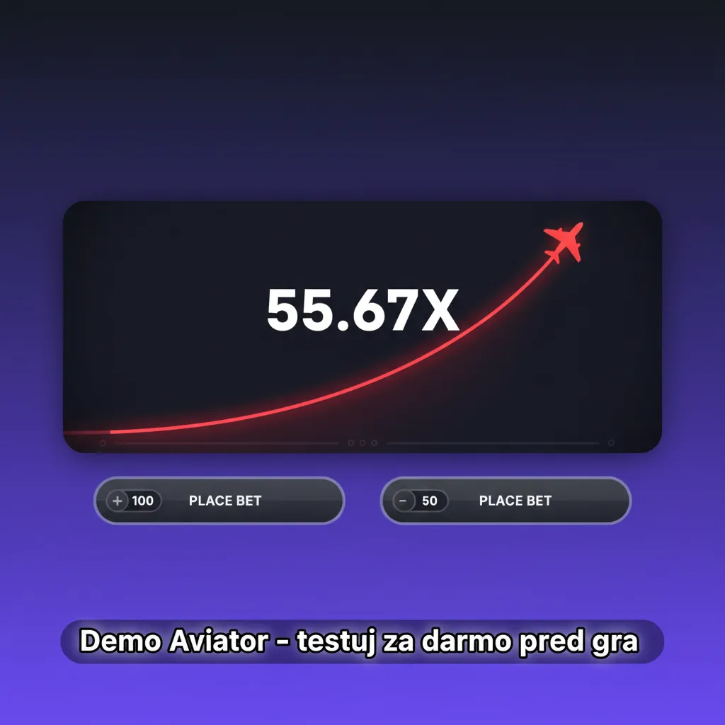 Interfejs gry Aviator w trybie demo na Slottyway: rosnący mnożnik, auto cash‑out, podwójne stawki i wirtualne saldo.