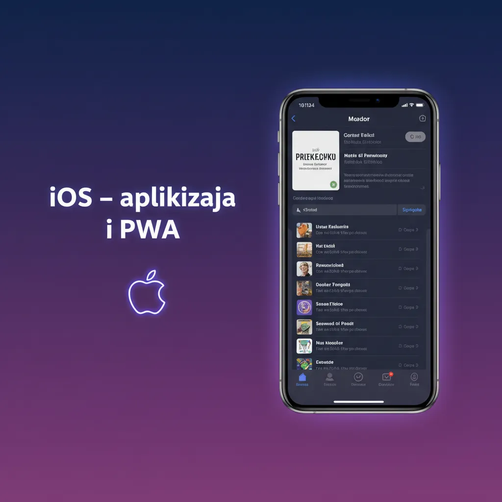 Ekran iPhone z Safari i menu Udostępnij, opcja Dodaj do ekranu głównego dla PWA (iOS 13+).